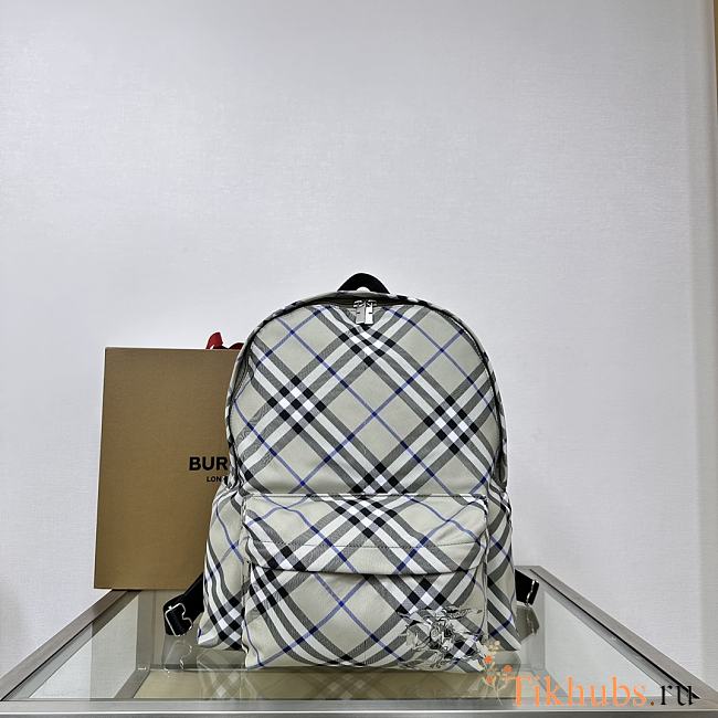 Burberry Check Backpack Lichen 35x14x41cm - 1