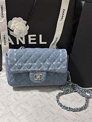 Chanel Flap Bag Blue Denim 20cm - 6