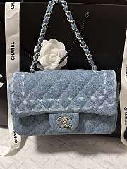Chanel Flap Bag Blue Denim 20cm - 3