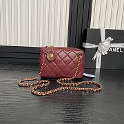 Chanel Mini Camera Case Lambskin Gold Burgundy 18x12x7cm - 5