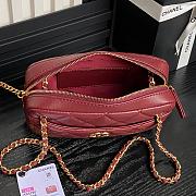 Chanel Mini Camera Case Lambskin Gold Burgundy 18x12x7cm - 3