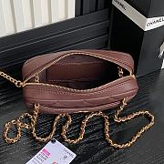 Chanel Mini Camera Case Lambskin Gold Dark Brown 18x12x7cm - 4