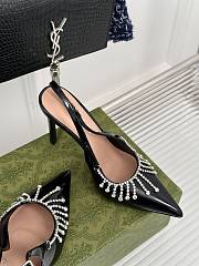 Gucci Women's Pump With Crystal Chain Black 10cm - 3