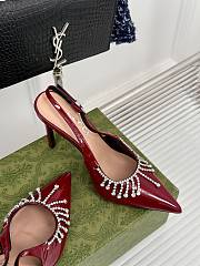 Gucci Women's Pump With Crystal Chain Red 10cm - 5