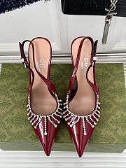 Gucci Women's Pump With Crystal Chain Red 10cm - 4
