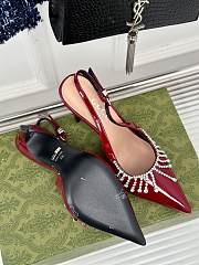 Gucci Women's Pump With Crystal Chain Red 10cm - 3