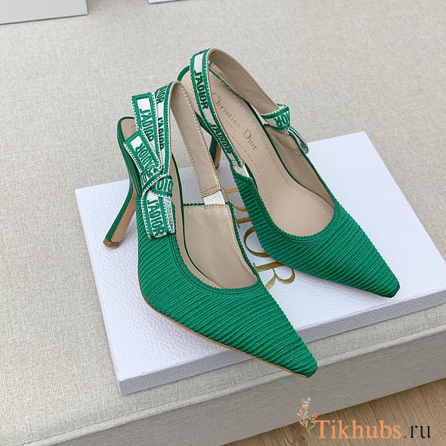 Dior J’adior Slingback Pump Green Fabric 9.5cm - 1