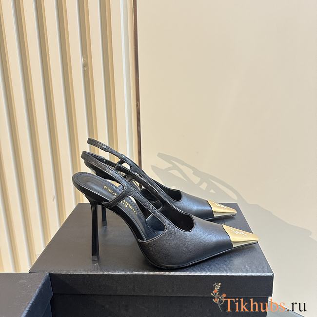 YSL Slingback Black Sandal Heel 10cm - 1