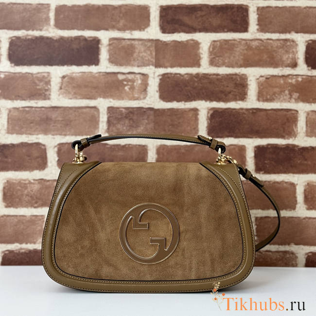 Gucci Blondie Medium Top Handle Bag Brown Suede 32x17x10cm - 1