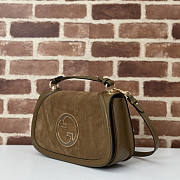 Gucci Blondie Medium Top Handle Bag Brown Suede 32x17x10cm - 3