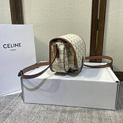 Celine Medium Folco Bag Triomphe Canvas Calfskin White 18.5x17x7cm - 5