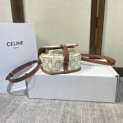 Celine Medium Folco Bag Triomphe Canvas Calfskin White 18.5x17x7cm - 4
