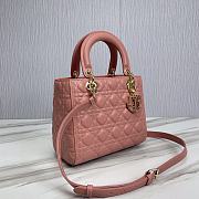 Dior Medium Lady Bag Pink Cannage Lambskin 24x20x11cm - 4