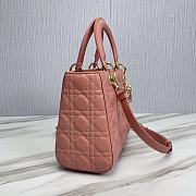 Dior Medium Lady Bag Pink Cannage Lambskin 24x20x11cm - 3