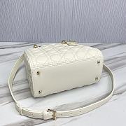 Dior Medium Lady Bag White Cannage Lambskin 24x20x11cm - 6