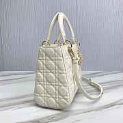 Dior Medium Lady Bag White Cannage Lambskin 24x20x11cm - 5