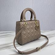 Dior Medium Lady Bag Taupe Cannage Lambskin 24x20x11cm - 4