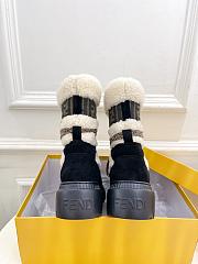 Fendi Apres Chic White Sheepskin Black Suede Boots - 5