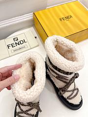 Fendi Apres Chic White Sheepskin Black Suede Boots - 4