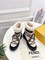 Fendi Apres Chic White Sheepskin Black Suede Boots - 3