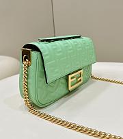 Fendi Baguette Chain Midi Green Leather Bag 24x14.5x7cm - 5