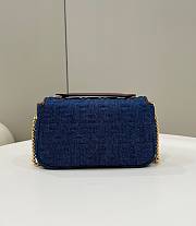 Fendi Baguette Chain Midi Blue Denim Bag 24x14.5x7cm - 5