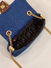 Fendi Baguette Chain Midi Blue Denim Bag 24x14.5x7cm - 3