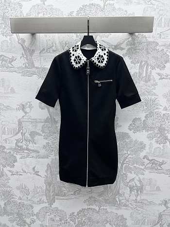 Louis Vuitton LV Broderie Collar Zip-Up Knit Dress