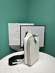 Prada Brique Saffiano Leather Bag White 20x14x4cm - 5