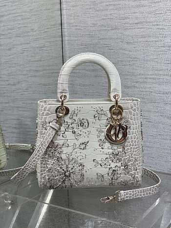 Dior Lady Embroidered Beaded Himalayan Bag 24cm