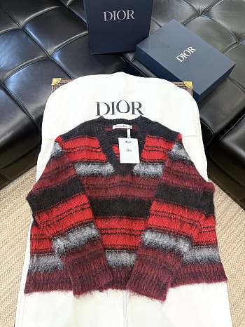 Dior Loose-Fitting Sweater Red Gray
