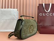 Gucci Blondie Medium Top Handle Bag Suede Dark Green 32x17x10cm - 3