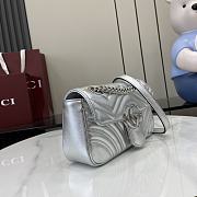 Gucci Mini Marmont Silver Shoulder Bag 23x14x6cm - 6