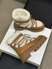 Celine Bulky Wool Cow Leather Lace-up Boots - 4