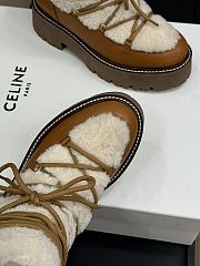 Celine Bulky Wool Cow Leather Lace-up Boots - 3