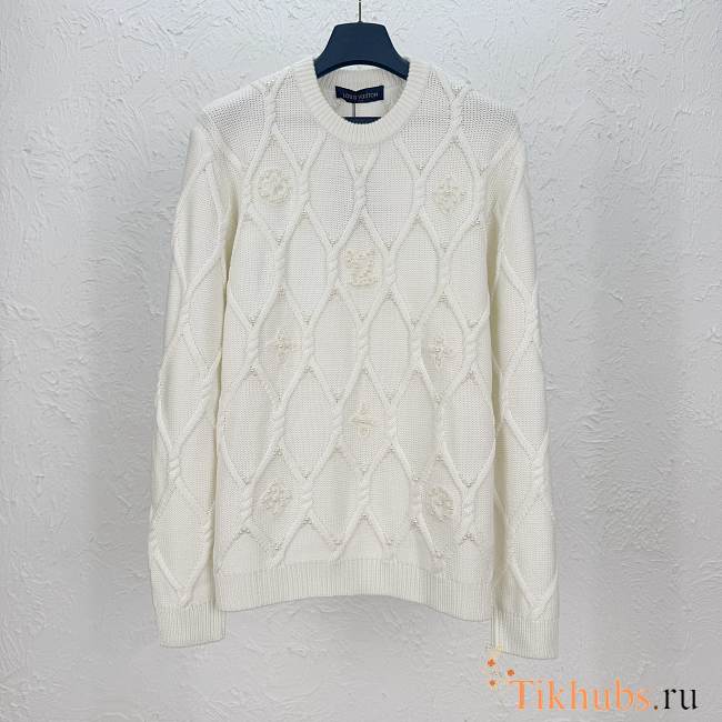 Louis Vuitton LV Embellished Cable Knit Wool Sweater - 1