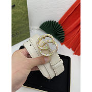Gucci GG Marmont Belt With Cryatal Buckle White 3cm - 3