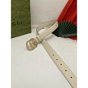 Gucci GG Marmont Belt With Cryatal Buckle White 3cm - 2