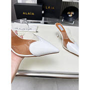 Alaia Patent Leather Le Couer Mules 90 White Brown - 5