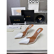 Alaia Patent Leather Le Couer Mules 90 White Brown - 2
