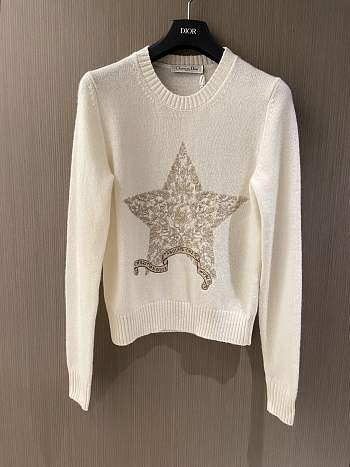 Dior Embroidered Sweater Ecru Cashmere