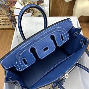 Hermes Birkin 25 Bag Blue Canvas 25cm - 2