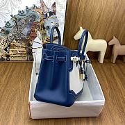 Hermes Birkin 25 Bag Blue Canvas 25cm - 3