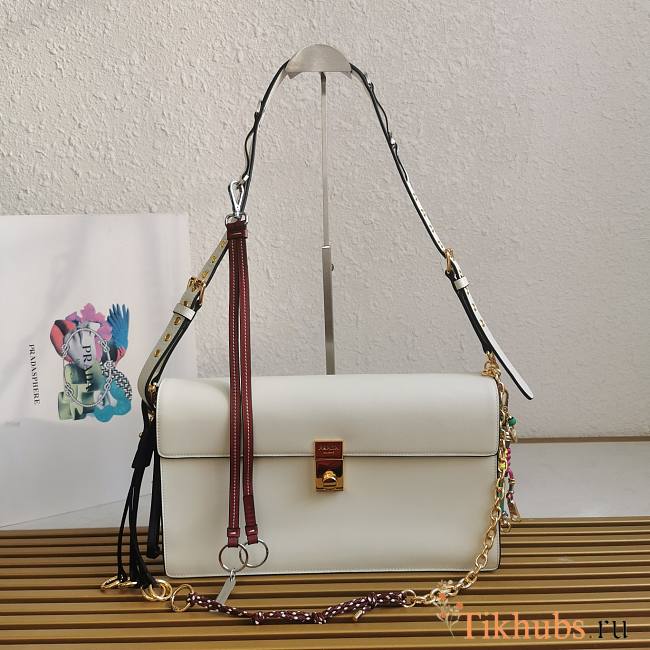 Prada Soft Sound Large White Shoulder Bag 35x19.5x10.5cm - 1