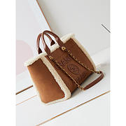 Chanel Shopping Bag Shearling Lambskin Gold Brown 32cm - 5