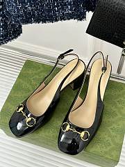 Gucci Women's Horsebit Slingback Black Patent 7.5cm - 3