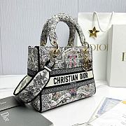 Dior Medium Lady D-Lite Bag Latte Multicolor 24x20x11cm - 4