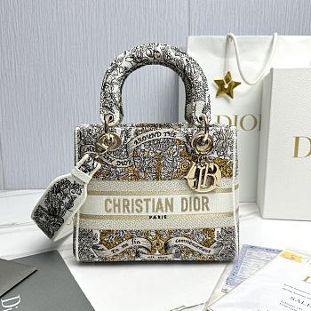 Dior Medium Lady D-Lite Bag Latte Gold 24x20x11cm