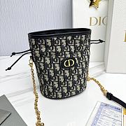 Dior 30 Montaigne Mini Bucket Bag Drawstring Blue 16x18.5x13cm - 5