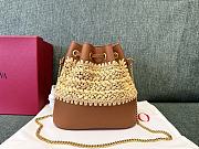 Valentino Garavani Raffia Vlogo Bucket Bag 20x17x8cm - 3